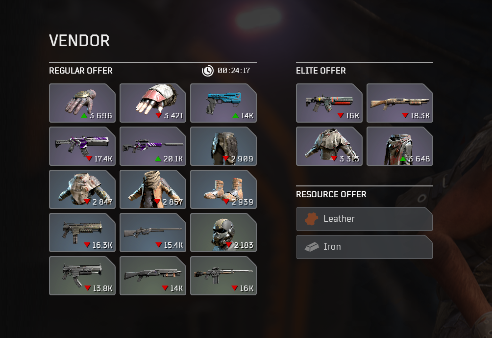 Screenshot of vendor Mercer Acosta's inventory.