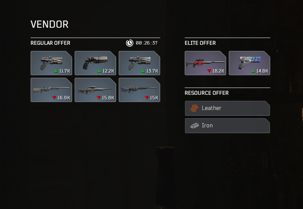 Screenshot of vendor Noah Dembele's inventory.