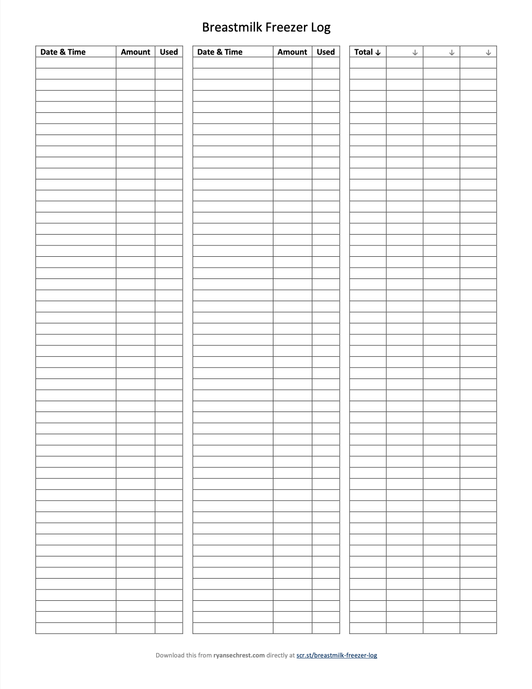 Breastfeeding, bottle feeding, pumping, and diaper log
