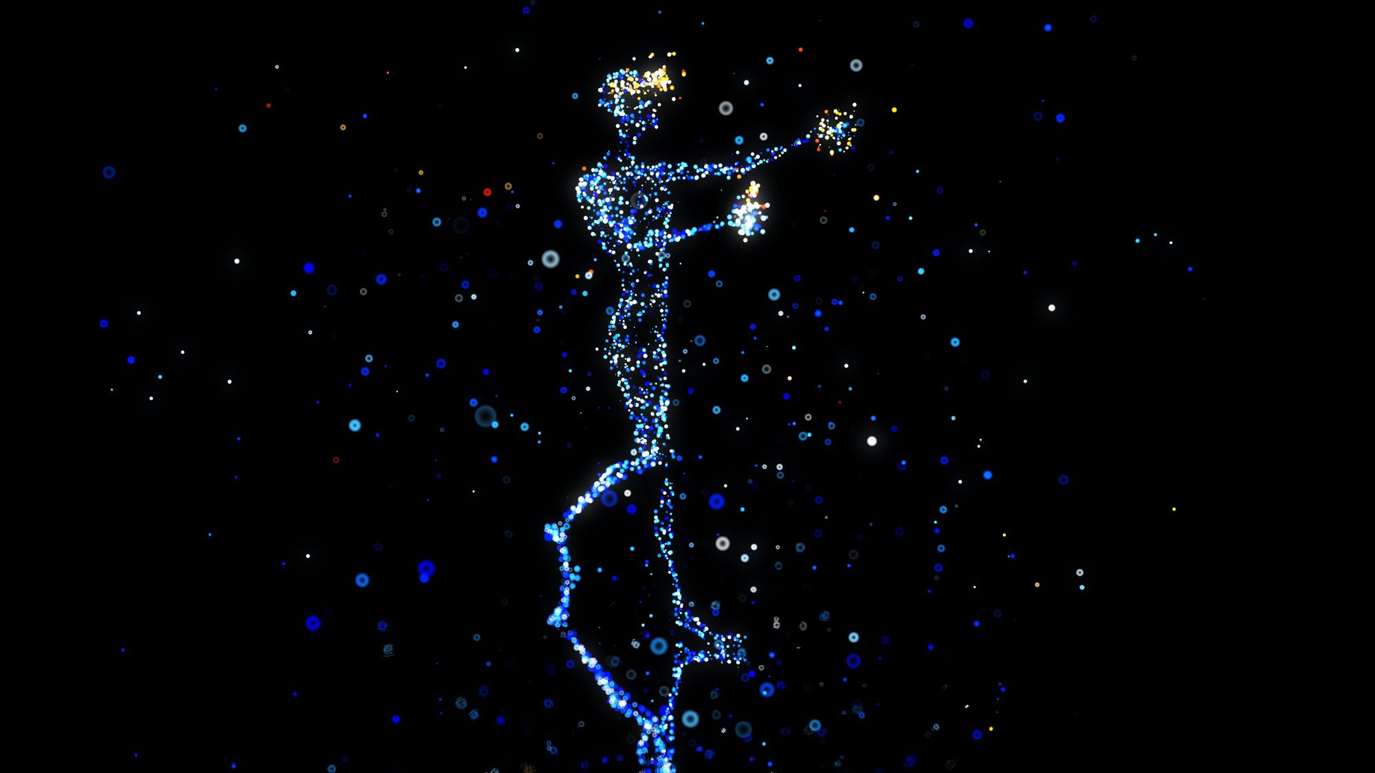 Sparkly lights silhouette of a person.