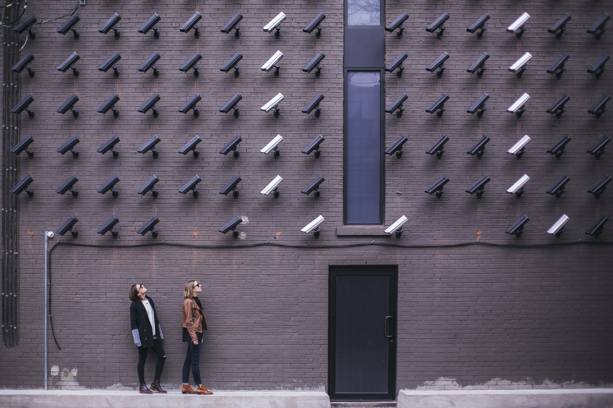 Door guarded with almost 100 security cameras.