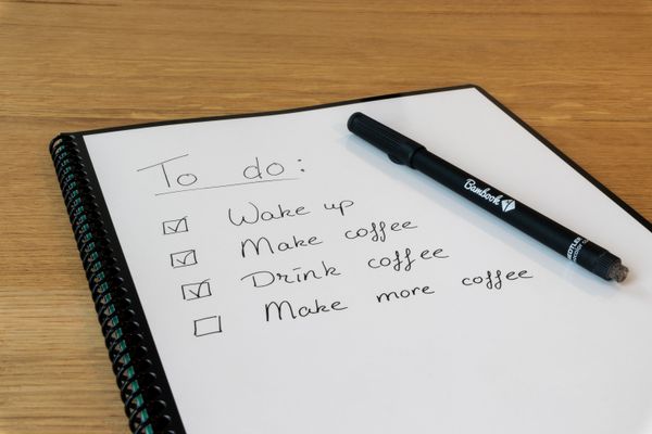 Notebook with a checklist.