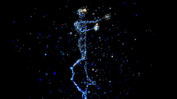 Sparkly lights silhouette of a person.